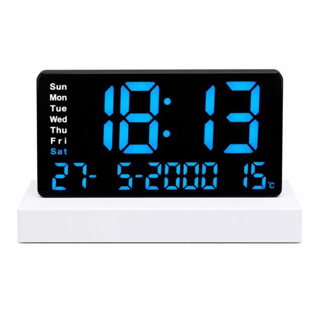 2204 Digital Calendar Clock Battery-less operation 8.5 × 4 inch compact size Clear and bright LED digital display Displays time and calendar information Easy-to-read from a distance Suitable for wall mounting