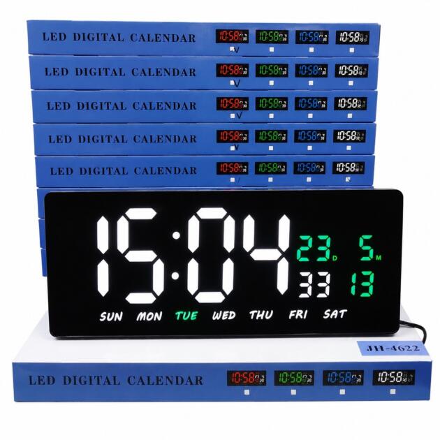 3604 Large 14.5 × 16 inch display Digital time and calendar display 12-hour and 24-hour time format AM/PM indicator 5V DC power operation Battery-less design