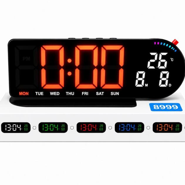 Bright Red LED Display 3.5 Inch × 10 Inch compact size Digital Time & Calendar/Date Display Supports 12-Hour Time Format Supports 24-Hour Time Format AM/PM Display in 12-hour mode