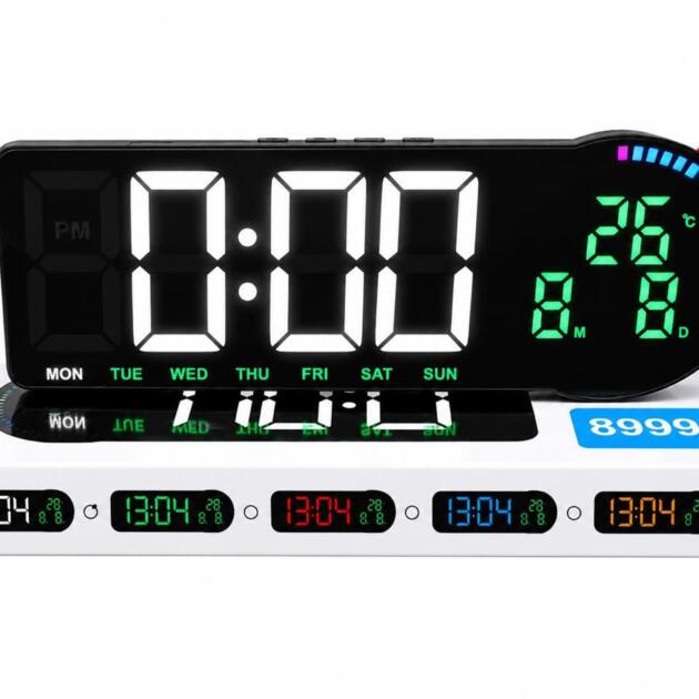 Digital Calendar Clock 6668 – White Colour – 3.5 × 10 Inch – 5V Battery-Less