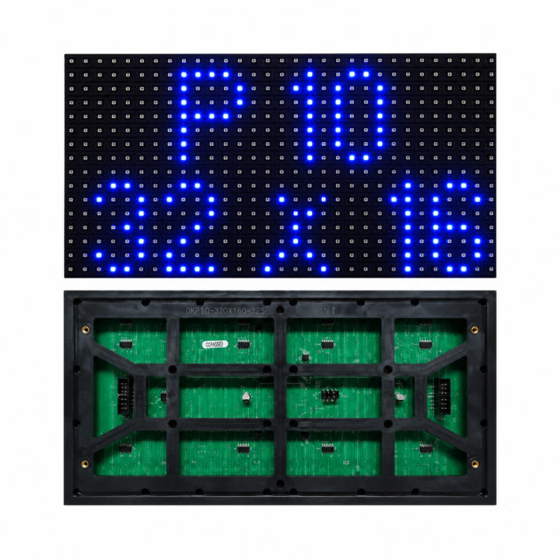 P10 SMD LED technology Bright green colour display 16×32 pixel resolution 12.5 × 6.25 inch panel size Digital Advertising Displays Shop & Store Signage