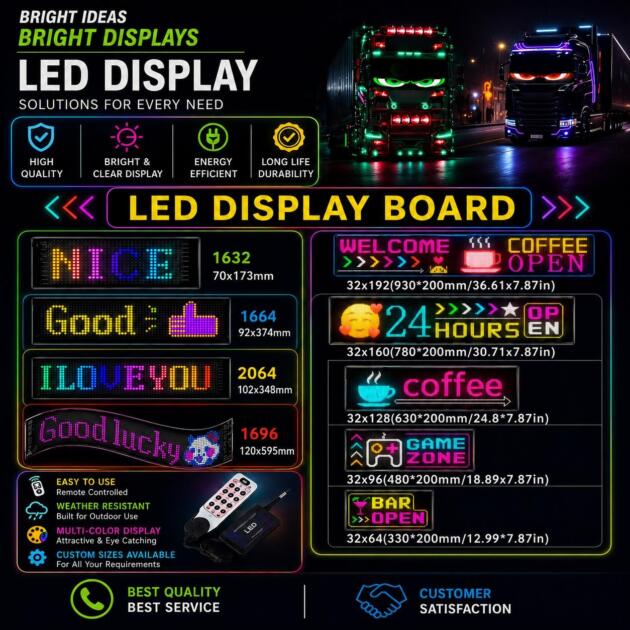 iPixel Flexible MSG Board 16 × 96 Pixels 5V DC 23.5×4.75 Inch LED Digital Message BoardFlexible LED Board Advertising, Information & Digital Lightweight, Flexible, Bright & Clear Display Shops, Offices, Counters, Advertising & Information Displays