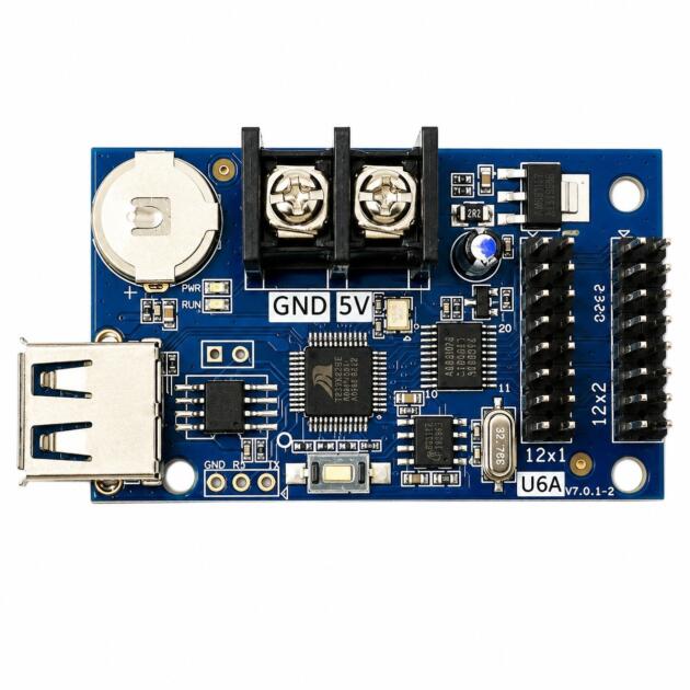 U6A Single Color USB Operating LED Control Card programming & operation Designed for single-color LED displays Easy content updating Supports scrolling text & information display LED control Compact and easy-to-install design
